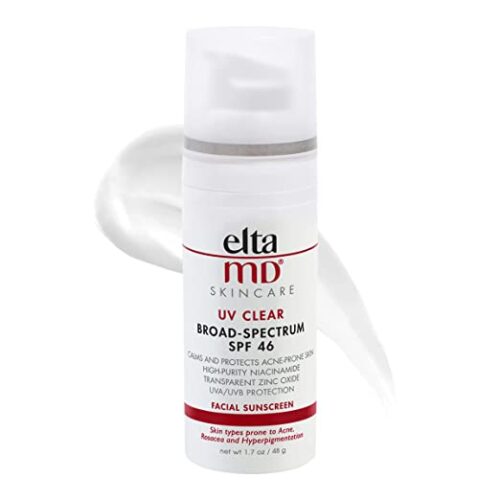 EltaMD UV Clear Face Sunscreen, SPF 46 Oil Free Sunscreen with Zinc Oxide, Protects and Calms Sensitive Skin and Acne-Prone Skin